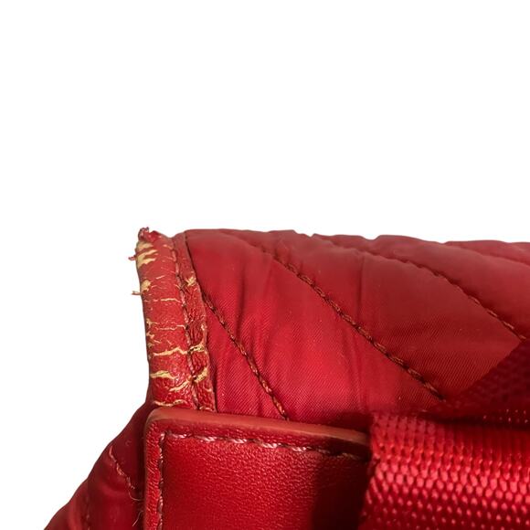 Tory Burch Red Backpack Leather Quilted Nylon Bag - Picture 4 of 13